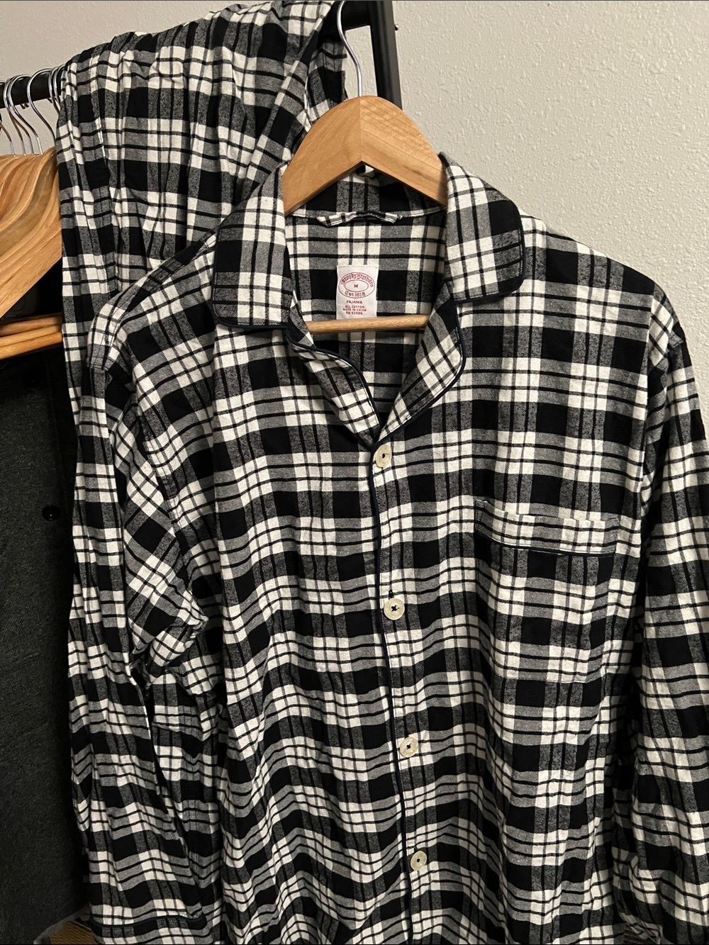 Brooks Brothers Black & White Plaid Cotton pajama set